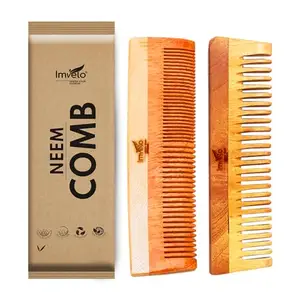 IMVELO GREEN YOUR HYGIENE Imvelo Neem Comb Set for Women & Men - Wooden Comb for Women Hair Growth, Anti Hairfall, Dandruff Remover Comb, Hair Comb for Men - Frizz Control, Straightener Comb (Wide Tooth+Dual Tooth, Pack of 2)