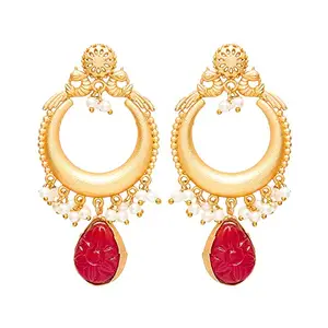 Azai By Nykaa Fashion Latest Gold Earrings With Ruby Drop Earrings For Women