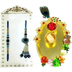 Evisha Rakhi For Brother And Bhabhi | Rakhi Combo With Assorted design Roli Chawal Plate P-37-T || rakhi || rakhi set || rakhi for brother || rakhi for brother and bhabhi || rakhi combo || bhaiya bhabhi rakhi || rakhi gifts
