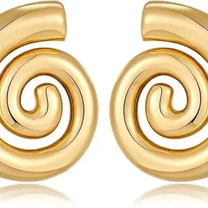 KRYSTALZ Spiral Earrings Chunky Gold Statement Retro Stud Drop Earrings for women
