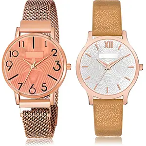 NEUTRON Fashion Analog Orange and Silver Color Dial Women Watch - GW58-GM344 (Pack of 2)