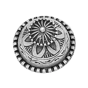 TEEJH Sanchi Stupa Silver Oxidised Ring for Women