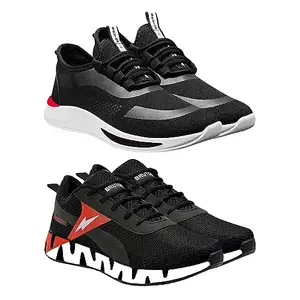 BRUTON Shoes for Trendy Shoes | Gym Shoes | Sports Running Shoes Walking Shoes for Men -(Combo Pack of 2, Size-9) Black