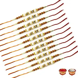 Fashion Factory Men's Designer Rakhi Combo Set For Bhai/Bhaiya/Brother (Pack of 12 Rakhi, 1 Pack Roli chawal)