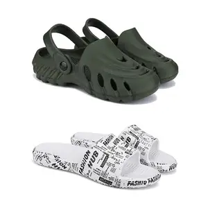 WINGSCRAFT Lightweight Classic Clogs || Sandals with Slider for Men-Combo(2)-3137-3104-7 White(COMBO(2)-3137-3104-7_BZ)