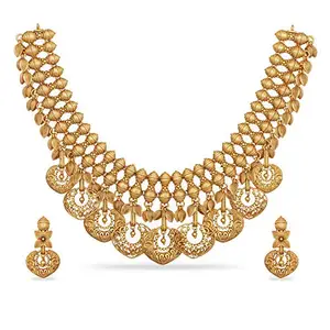 Tarinika Falak Antique Gold-Plated Indian Jewelry Set with Necklace and Earrings