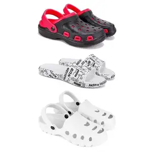 Lightweight Classic Clogs || Sandals with Slider Adjustable Back Strap for Men-Combo(3)-3017-3104-3139-7 White (COMBO(3)-3017-3104-3139-7__BZ)