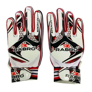RABRO Football Goal Keeper Gloves, Attacker Goalkeeper Gloves for Men, Women (White/Red, M)