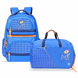 EUME IPL 2023 Combo of MI Mumbai Indians 29 Ltrs Laptop Backpack and 33 Ltrs Duffle Bag, for Men and Women, Royal Blue Color