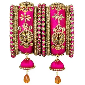 Peora Silk Thread Chuda Set for Women & Girls (Rani Pink_180gm)