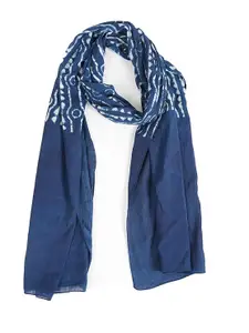 STYLE SHOES Cotton Short Scarf Cum Mask Universal Size/Usable for vehicle Driver for sunlight UV protection/White Printed Design(ST-69BLUE1)