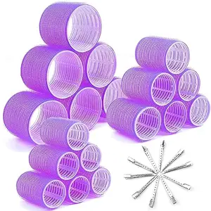 Jumbo Hair Curlers Rollers SIYAA 28Pcs Big Hair Rollers with 18 Pcs Large Hair Rollers and 10Pcs Stainless Steel Duckbill Clip, 3 Size Hair Rollers Volume for Long Medium Short Salon DIY Hairstyles
