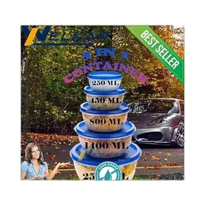 Kitchen Container |250+450+800+1400+2500 ml| Stackable Refrigerator Organizer for Fresh Food Storage | BPA-Free Kitchen Solution Transparent food storage Stackable frid|design - 446for home