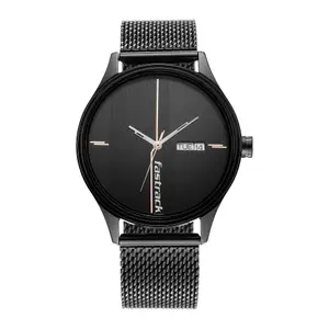 Visit the Fastrack Store Fastrack Style Up Quartz Analog with Day and Date Black Dial Black Stainless Steel Strap Watch for Guys - NS3247NM03