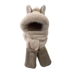CALANDIS™ Hat Scarf Mittens Funny Warm Winter Hat for Boys Girls Outdoor Sports Adults Khaki | Womens Accessories
