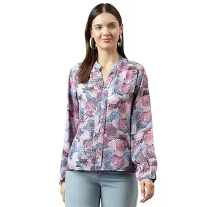 Toochki Women's Purple Rayon Leaves Straight Western Top | Winter Top | Western Top | Top for Women | Latest Women Top | Trendy Women Top