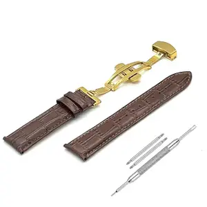 20mm Half Padded Leather Mens Watch Strap with ButterFly Lock For Branded Watches Tool and Pins Include