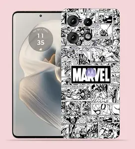 OggyBaba Marble Comic Motorola Edge 50 Pro 5g Mobile Back Skin Rear Screen Guard Protector Film Wrap (Coverage - Back+Camera+Sides)