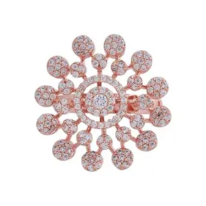 Kushal's Fashion Jewellery White Rose Gold Plated Zircon Finger Ring - 415672