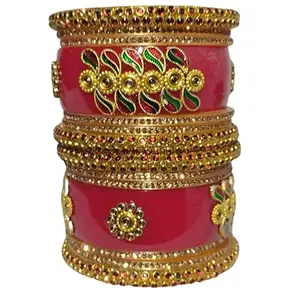 AAPESHWAR Plastic Beautiful Traitional Chudas/Bangle Set for Women and Girls (Red, 2.4) (Pack of 14)