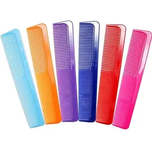 Trendy Club 6 Pack - 9" Large Dressing Comb Colorful Styling Essentials Coarse/Fine Barber Comb SET (MULTICOLOR)