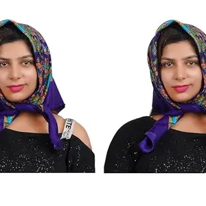 2 Pieces Head Scarf for Women Winter Woolen Wrap in Print Floral Pattern,Lightweight Fashion Scarves