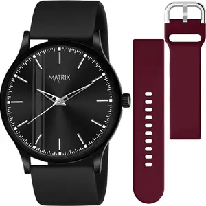 Visit the Matrix Store Matrix Swap Analog Black Dial Watch with Interchangeable Straps for Men & Boys