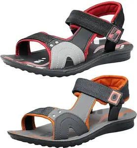 GeNIAL Men Multicolor Sandals | Size - 9 | S.17 RED-S.18 ORNG-9