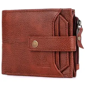 GO HIDE Leather Wallet for Men Ultra Strong Stitching with Zip Wallet and 8 Card Slots | 2 ID Slots (Tan Brown)