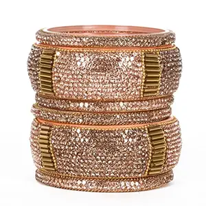 BRIDAL GARNISH Glass Zircon Kada With Chudi Women & Girls Fashion Designer Glass Stone Bangle Base Glittery Design Embroidry Women Fashion Designing Bangle For Women And Girls Bangle Glass Bangles I Women Designer Kada For Toughened Glass Work Kada I (Pink, 2.4)