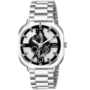 Visit the LOUIS DEVIN Store LOUIS DEVIN Stainless Steel Chain Analog Wrist Watch for Men (Black/Blue/Brown/Green/White Dial) | LD-G081-CH