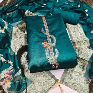 Maroosh Women'S Sea Green Unstitched Woven Jacquard Dress Material (MRSCP9086SGN)