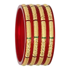 Barrfy Collections Micro Plating Multicolour Plastic Gold Plated Bangles Set for women 2.10 (Pack of 4 Bangles)