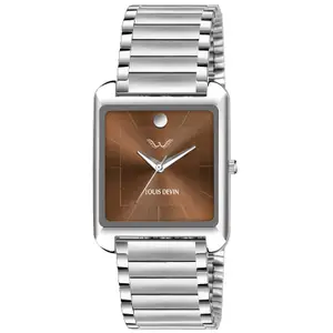 Visit the LOUIS DEVIN Store LOUIS DEVIN Stainless Steel Chain Analog Wrist Watch for Men (Brown/Silver Dial) | LD-G057