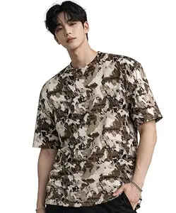 London Hills Men Camouflage Printed Loose Fit T-Shirt | Crew Neck Soft Breathable Casual Half Sleeve | Men Abstract Print T-Shirts Daily & Streetwear Use