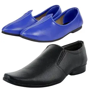 Vitoria Gracefull Men Plain Formal Shoes with Black Jutti Combo/6