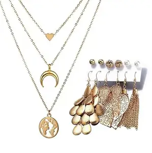 YouBella Fashion Jewellery Gold Plated Necklace and Earrings Combo Jewellery Set for Girls and Women (Gold) (Style 1)