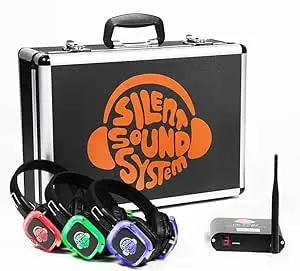 Silent Sound System Starter Package for House Party, Garden Event, Backyard Family Home Movies (9 Headphones + 1 Transmitter)
