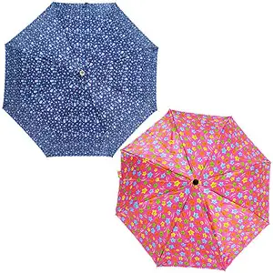 Rainpopson 3 Fold Umbrella for Women | Umbrella for Men 3 Fold | 3 fold Colour Umbrella | Umbrella Combo Pack of 2 | Umbrella for Girls (Multicolour) Set of 2 (FR_307)