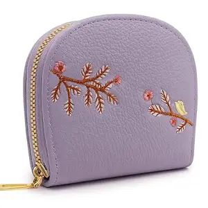 Valerie Women Small Wallet for Girls Credit Card Holder Coin Purse Zipper Small Secure Card Case Cute Wallets Mini Wallets for Women (Purple)