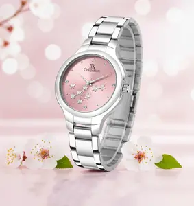 Visit the IIK COLLECTION Store IIK COLLECTION Watches for Women Round Studded Dial |Analogue Quartz Movemnet Ladies Watch|Long Battery Life|Stainless Steel Adjustable Bracelet Chain Strap|Double Lock Clasp Safety Watches for Girls