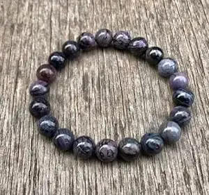 LKBEADS Natural African Sugilite 8mm Round Shape Smooth Cut Beads 75 inch Stretchable Bracelet for Men & Women|STBR_RR_00175_75