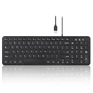 Perixx Perixx PERIBOARD-213C Wired Silent USB-C Scissor Keyboard - 14.45x4.76x0.71 Inches Compact Design
