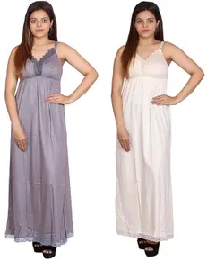 Rylie Women's Hosiery Cotton Full Length Camisole, Long Inner Wear Petticoat-Nighty Slip-Kurti Slip-Suit Combo Pack of 2 Set