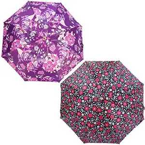 RAINPOPSON® 2 Fold Umbrella for Women & Men UV Protection Office 2 Fold Umbrella Combo for Girls Multicolour - Set of 2