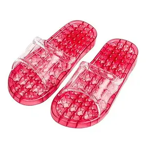 KRIVIDH Unisex Acupressure Shower Slippers with Massage Pebble Footbed, Non-Slip Quick Dry Hollow Grid Bathroom Slipper, Lightweight PVC Anti-Skid Bath Spa Slides for Men Women Indoor Outdoor Pool House Slippers