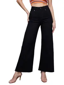 Visit the Miss Chase Store Miss Chase Women's Wide-Leg High-Rise Regular-Length Stretchable Shaping Denim Jeans