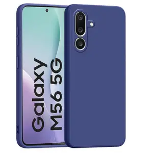 Visit the amazon basics Store amazon basics Back Cover for Samsung Galaxy M56 5G / Galaxy F56 5G | Ultra Slim Soft Rubberised Case | Matte Silicone Flexible Mobile Case | Camera Protection - Blue