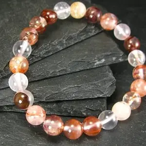 LKBEADS Natural Agnitite Fire Azeztulite 8mm Round Shape Smooth Cut Beads 75 inch Stretchable Bracelet for Men & Women|STBR_RR_00225_75