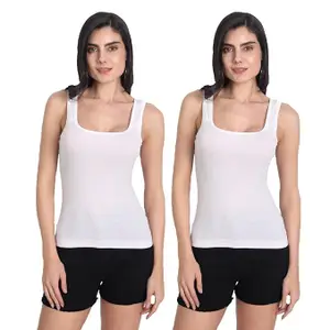 Aimly Women's Cotton Sleeveless Camisole Slip Spaghetti Pack of 2